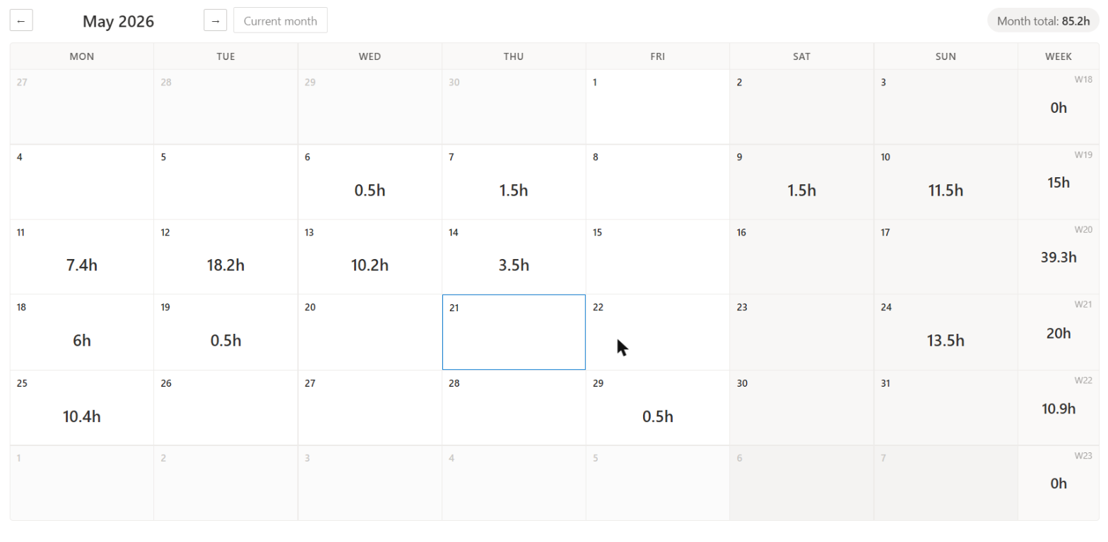 Monthly calendar hub